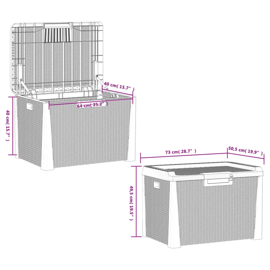 Boîte de rangement de jardin anthracite 125 L PP - 10