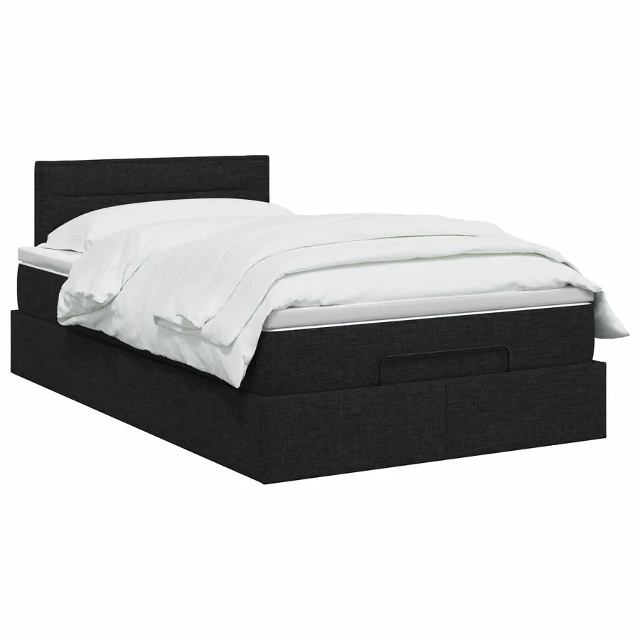 Lit ottoman avec matelas Noir 120 x 200 cm Tissu - 2