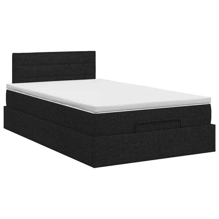 Lit ottoman avec matelas Noir 120 x 200 cm Tissu - 7
