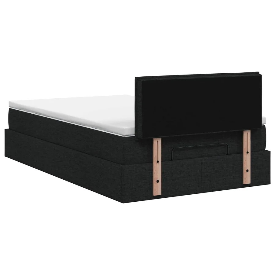 Lit ottoman avec matelas Noir 120 x 200 cm Tissu - 8