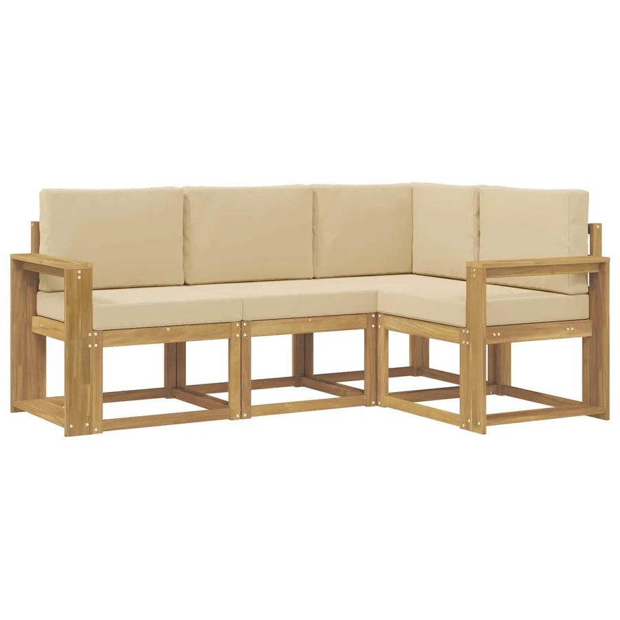 Ensemble de canapés d'extérieur 4 pcs Blanc et Beige - 2