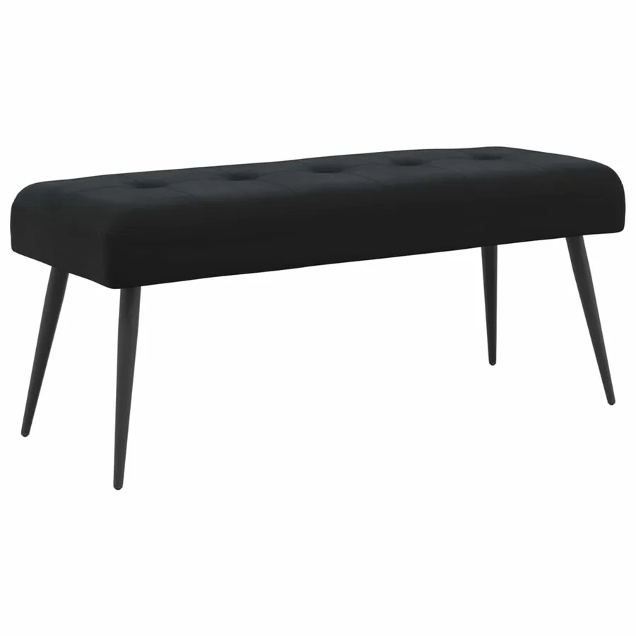 Banc avec capitonnage bouton Noir 110 x 40 x 46 cm Velours - 2