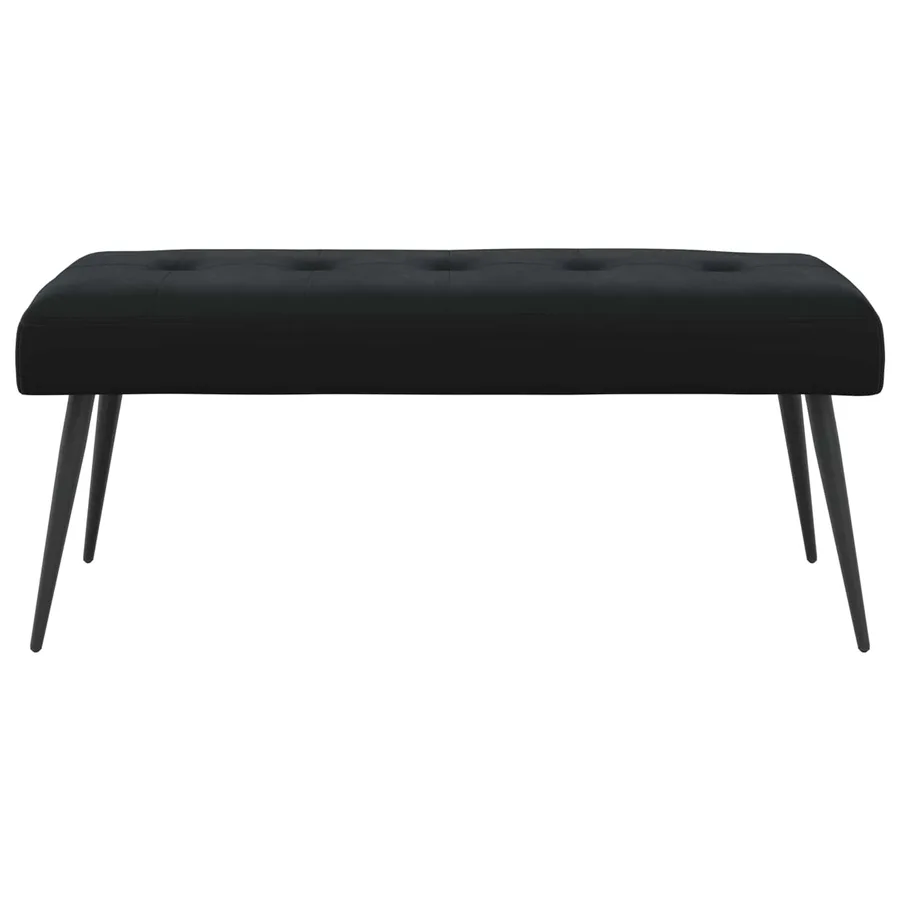 Banc avec capitonnage bouton Noir 110 x 40 x 46 cm Velours - 5