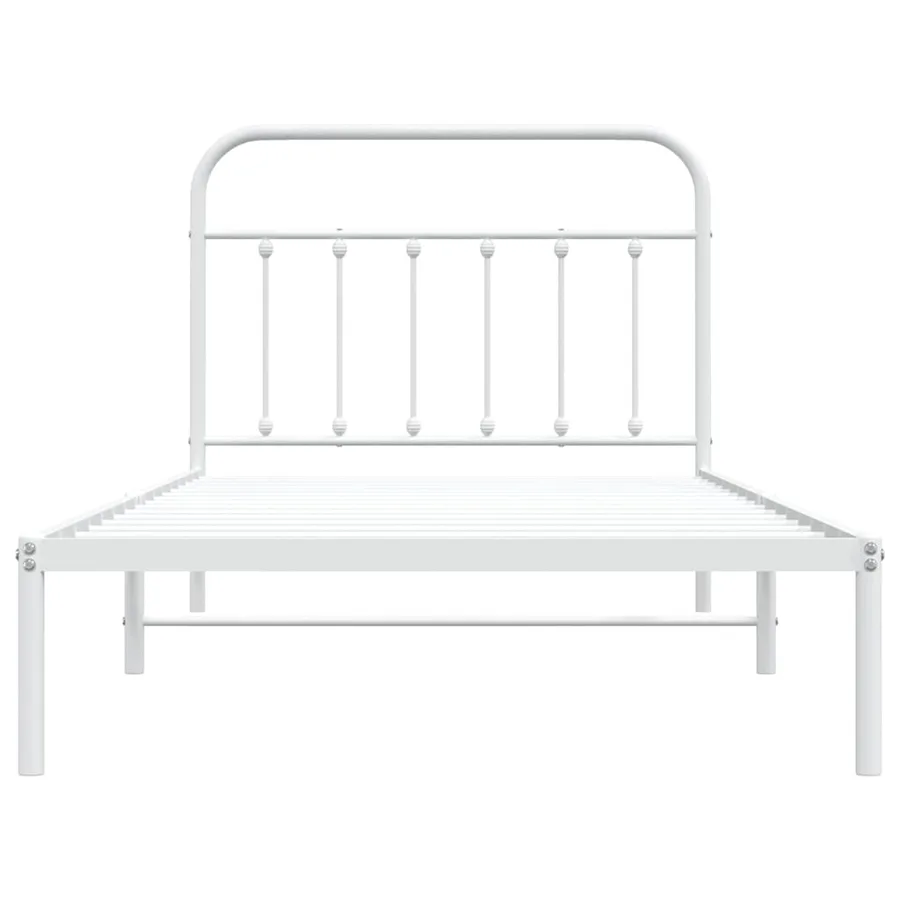 Cadre de lit métal sans matelas et tête de lit blanc 107x203 cm - 6
