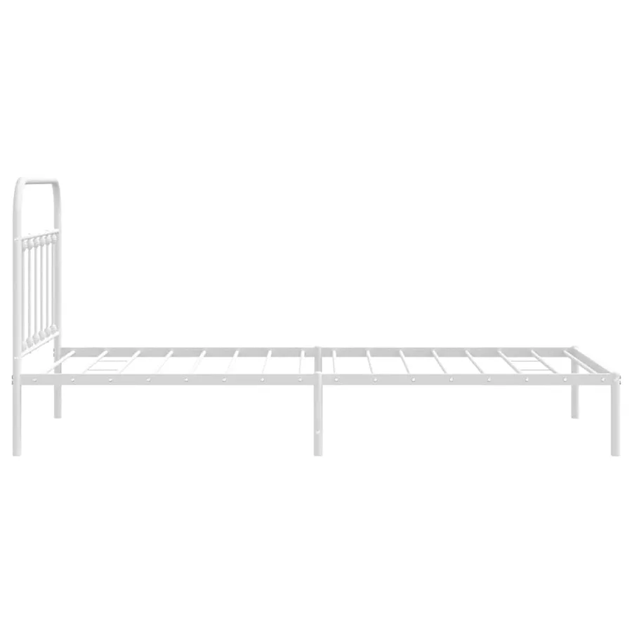 Cadre de lit métal sans matelas et tête de lit blanc 107x203 cm - 7