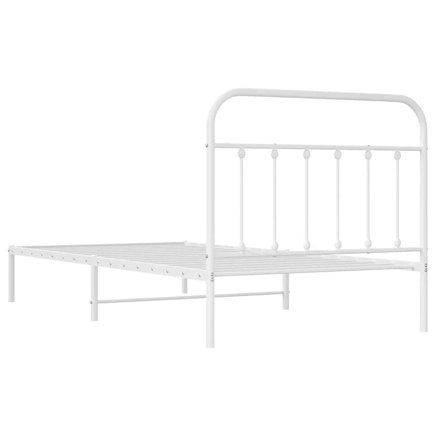 Cadre de lit métal sans matelas et tête de lit blanc 107x203 cm - 8