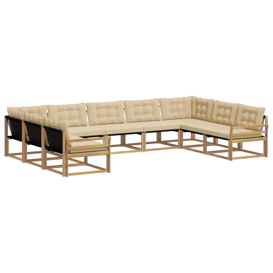 Ensemble de canapés d'extérieur 9 pcs Blanc et Beige - 2