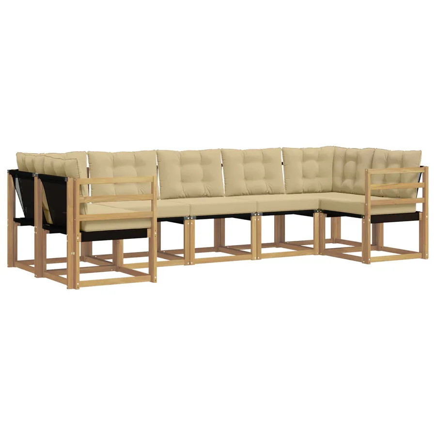 Ensemble de canapés d'extérieur 7 pcs Blanc et Beige - 2