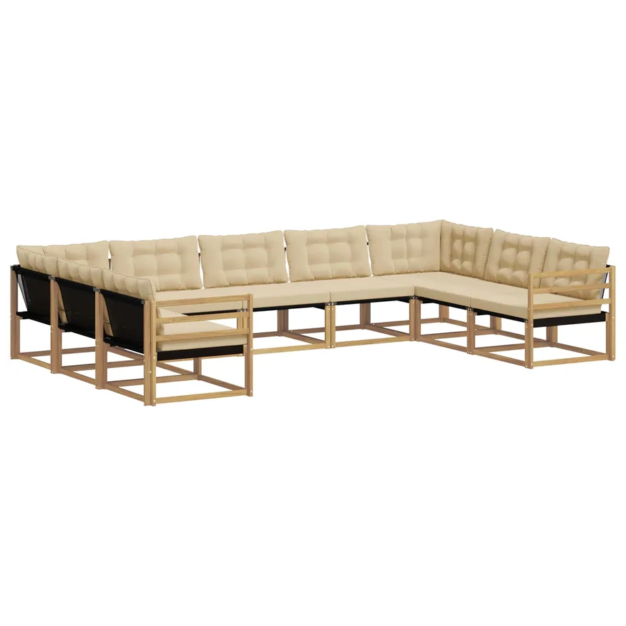 Ensemble de canapés d'extérieur 9 pcs Blanc et Beige - 2
