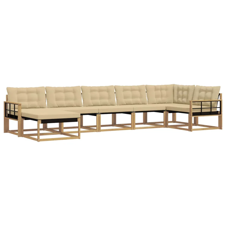 Ensemble de canapés d'extérieur 7 pcs Blanc et Beige - 2