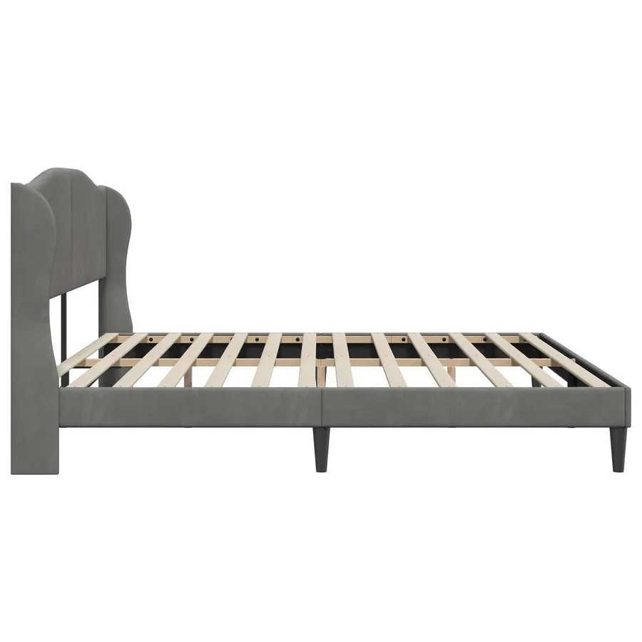 Cadre de lit avec tête de lit Gris foncé 180 x 200 cm Velours - 5