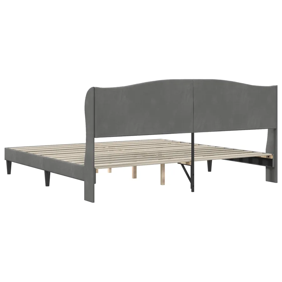 Cadre de lit avec tête de lit Gris foncé 180 x 200 cm Velours - 6