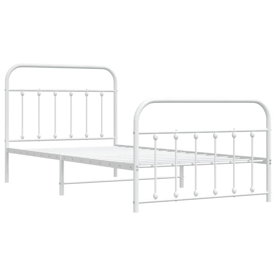 Cadre de lit métal sans matelas et pied de lit blanc 100x200 cm - 3