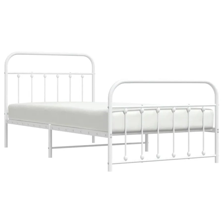 Cadre de lit métal sans matelas et pied de lit blanc 100x200 cm - 5