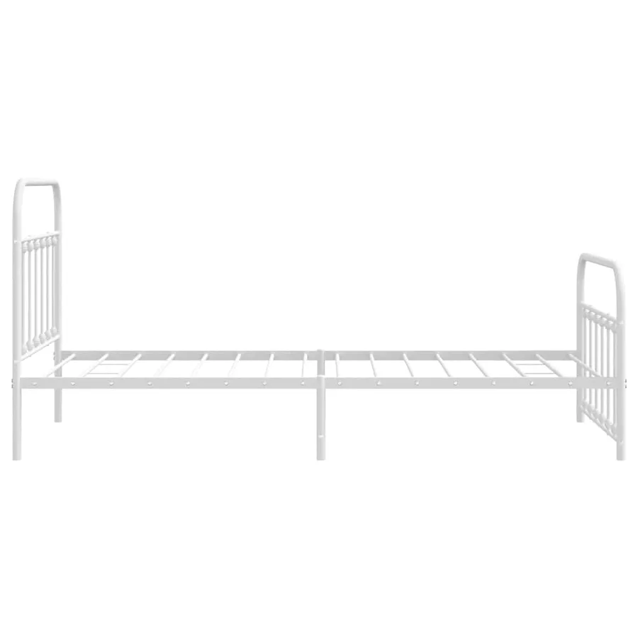 Cadre de lit métal sans matelas et pied de lit blanc 100x200 cm - 7