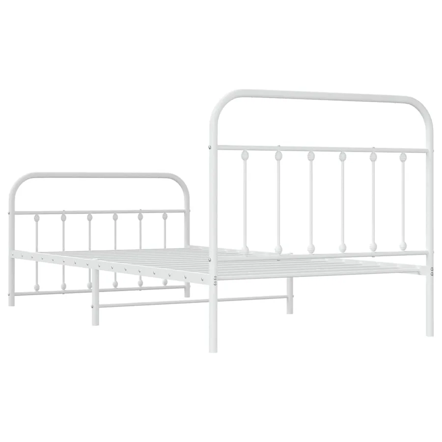 Cadre de lit métal sans matelas et pied de lit blanc 100x200 cm - 8