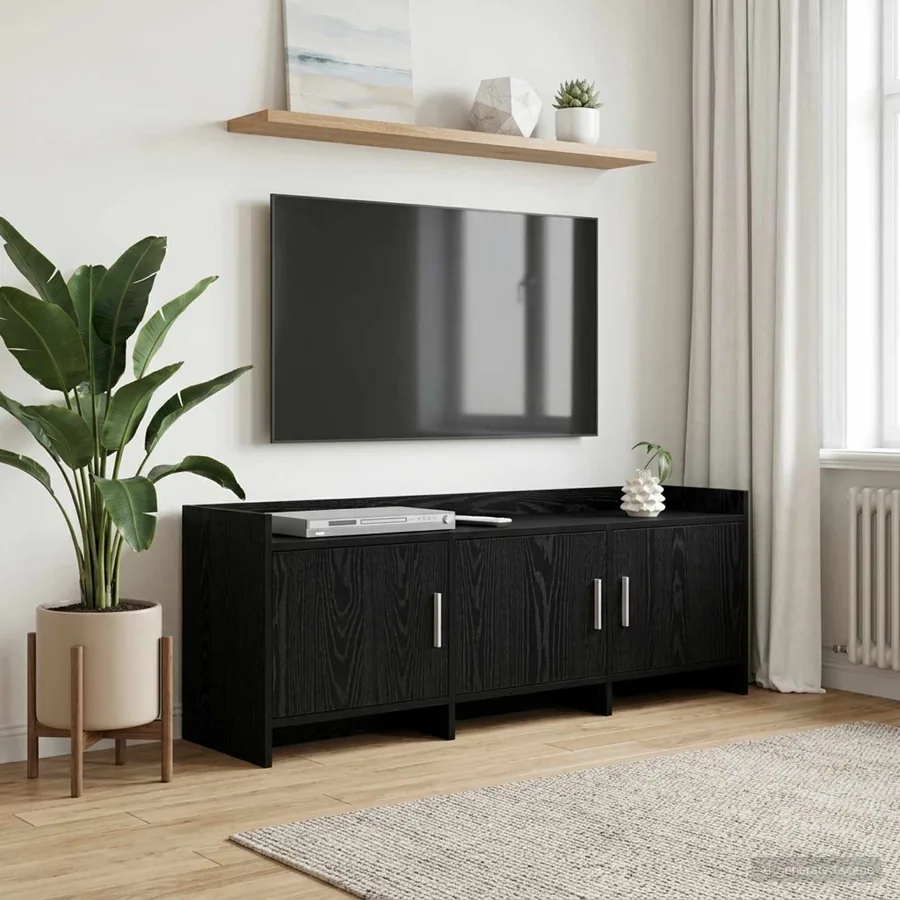 Meuble TV 130 x 33 x 47 cm Chêne noir Bois d'ingénierie