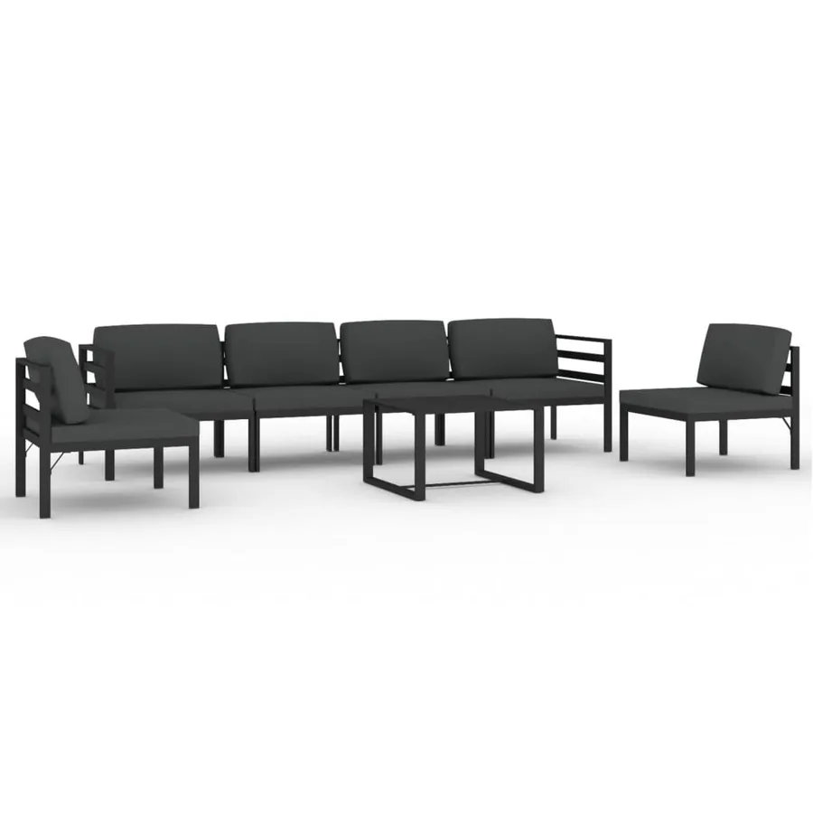 Salon de jardin 7 pcs avec coussins Aluminium Anthracite - 2