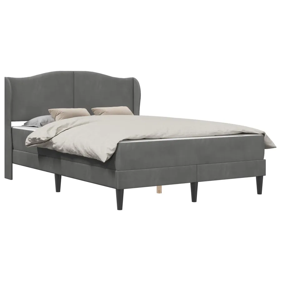 Cadre de lit avec tête de lit Gris foncé 140 x 190 cm Velours - 2