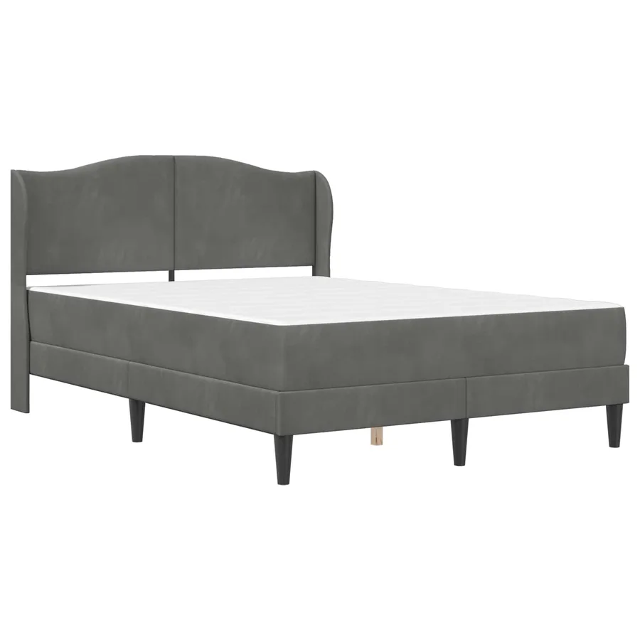 Cadre de lit avec tête de lit Gris foncé 140 x 190 cm Velours - 3