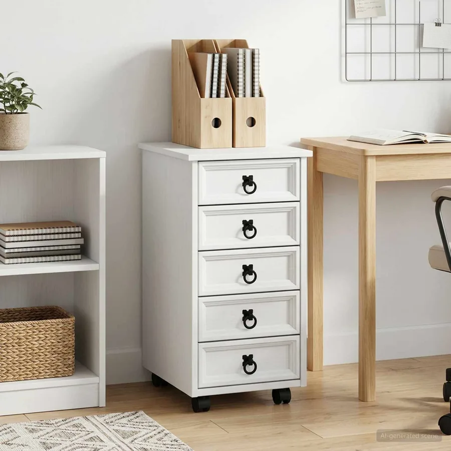 Cabinet Roulant avec Tiroirs CORONA Blanc