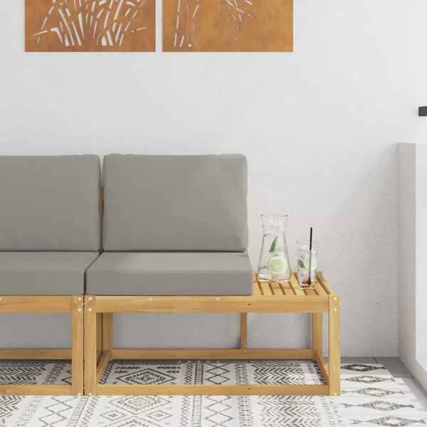 Canapé d'extérieur en bout avec coussin Blanc 91 x 63 x 73 cm