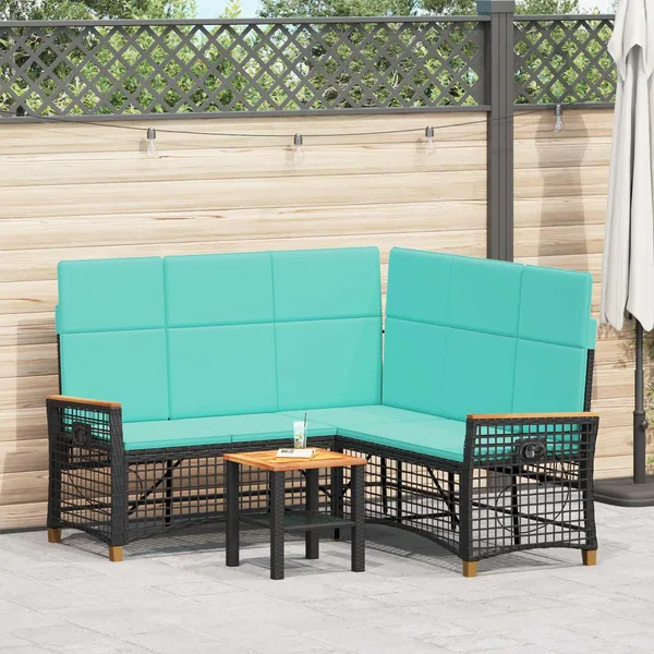 Ensemble de canapés inclinables de jardin Noir et turquoise