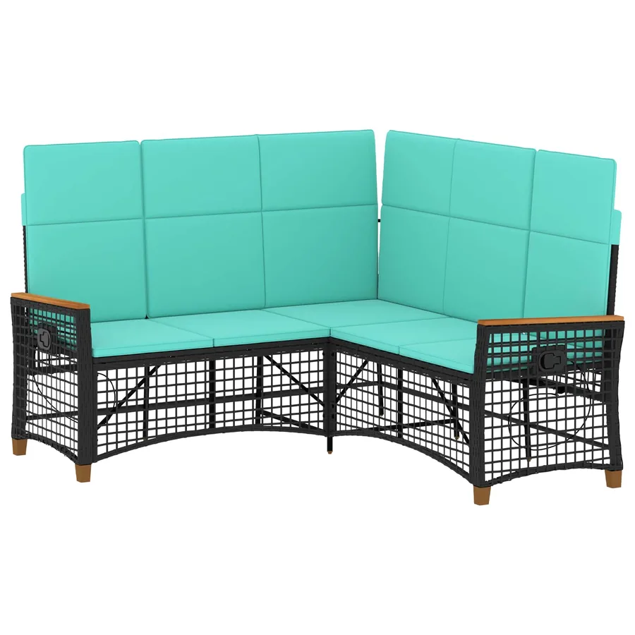 Ensemble de canapés inclinables de jardin Noir et turquoise - 2