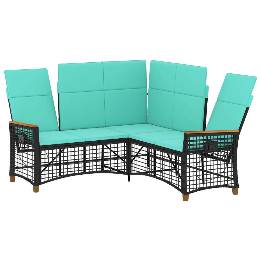 Ensemble de canapés inclinables de jardin Noir et turquoise - 4