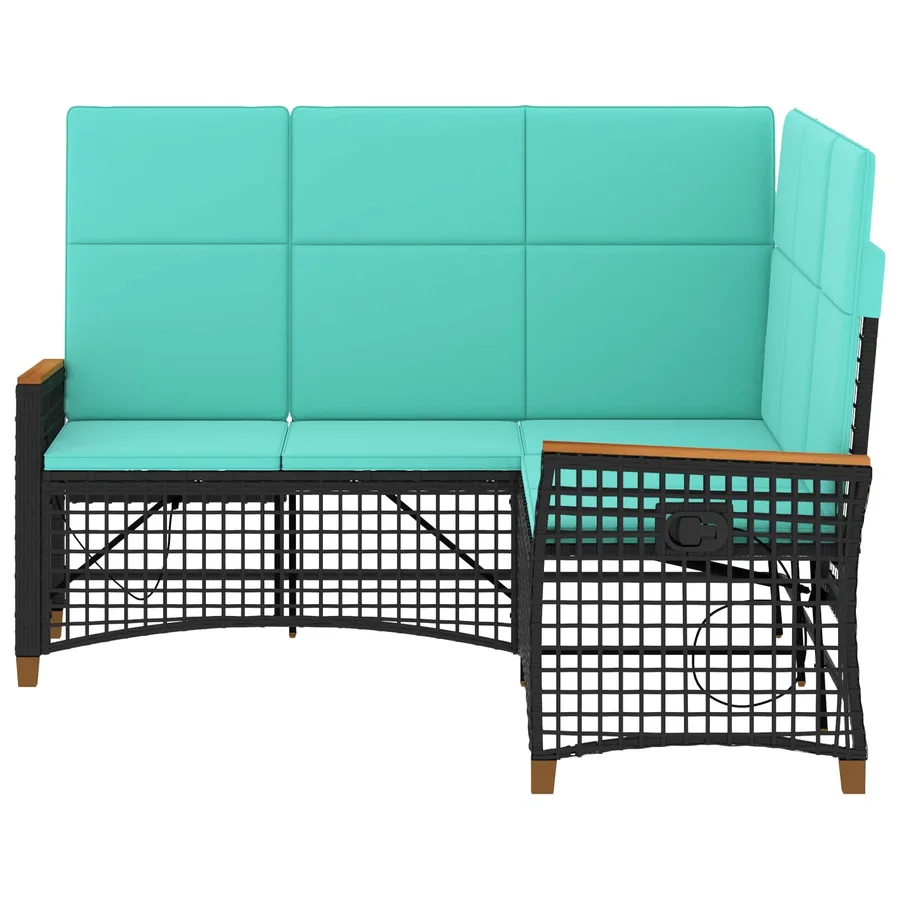 Ensemble de canapés inclinables de jardin Noir et turquoise - 5