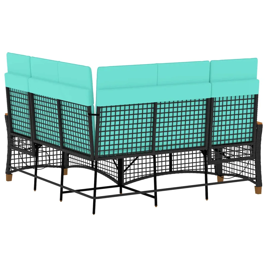 Ensemble de canapés inclinables de jardin Noir et turquoise - 7