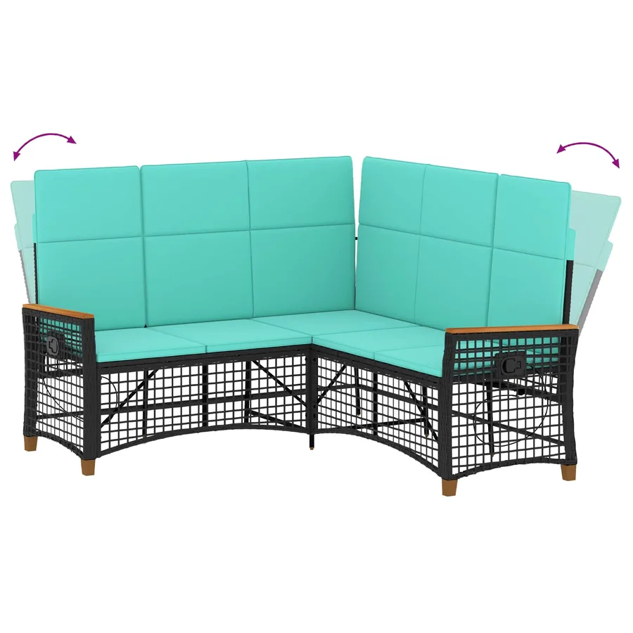 Ensemble de canapés inclinables de jardin Noir et turquoise - 9