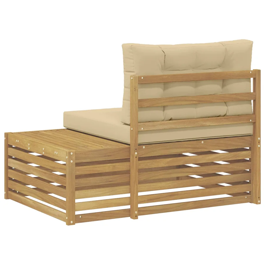 Canapé d'extérieur en bout avec coussin Blanc 115 x 83 x 73 cm - 5