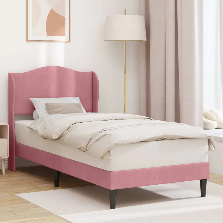 Cadre de lit avec tête de lit Rose 80 x 200 cm Velours