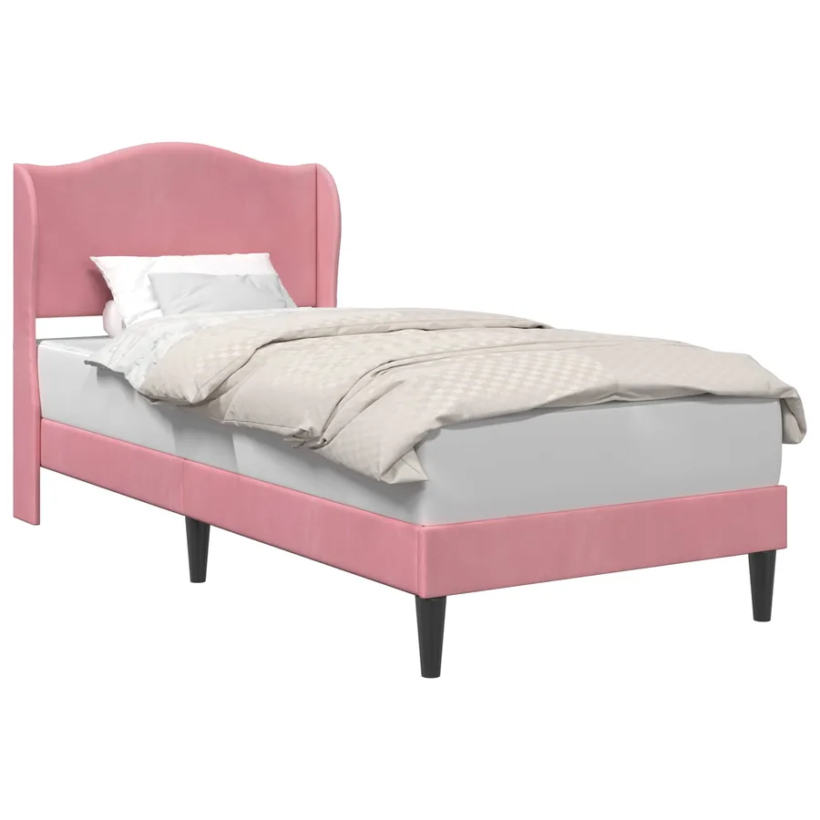 Cadre de lit avec tête de lit Rose 80 x 200 cm Velours - 2
