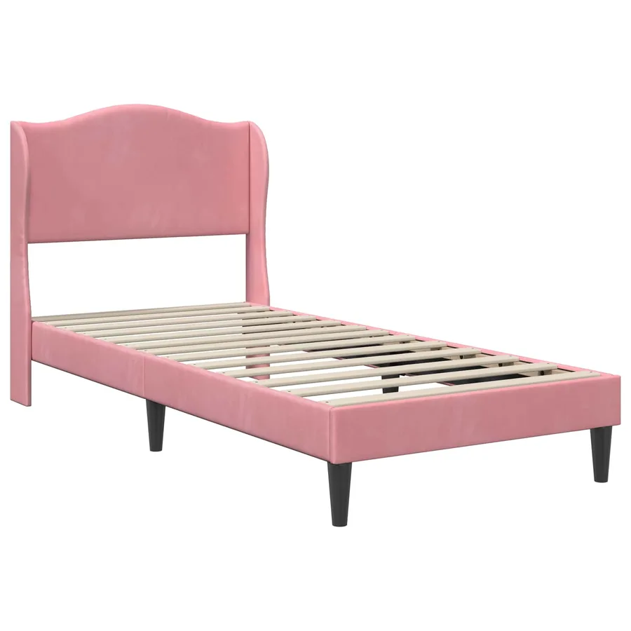 Cadre de lit avec tête de lit Rose 80 x 200 cm Velours - 3