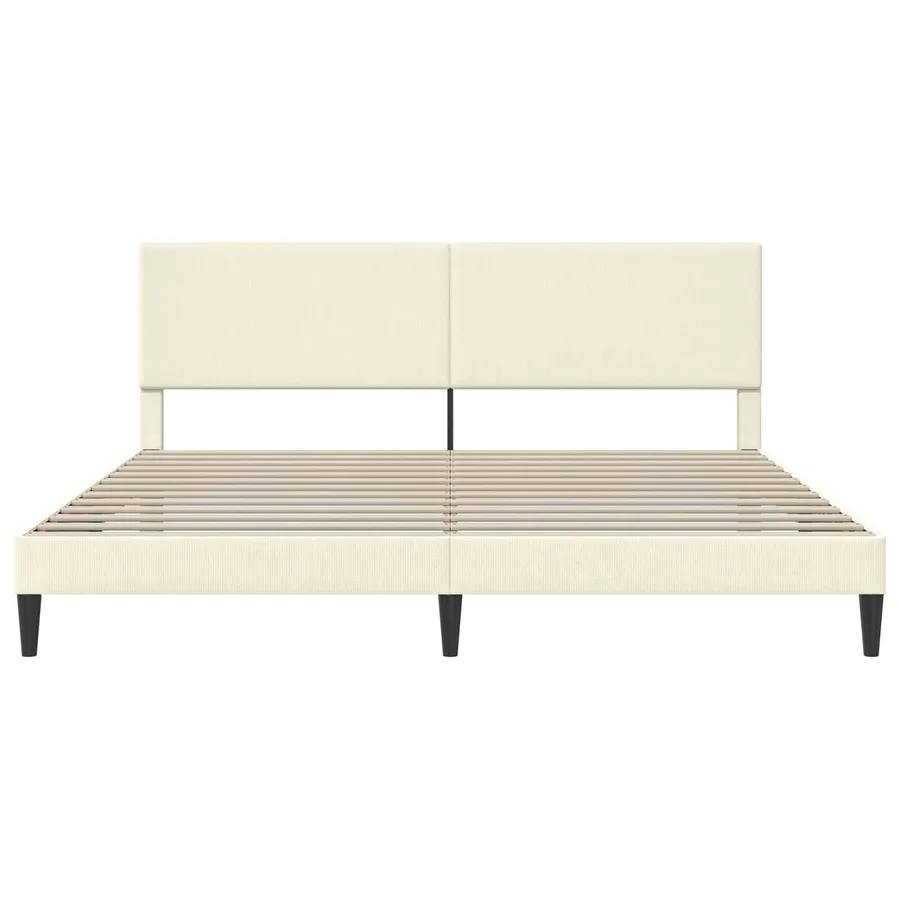 Cadre de lit Crème 180 x 200 cm Tissu en velours côtelé - 5