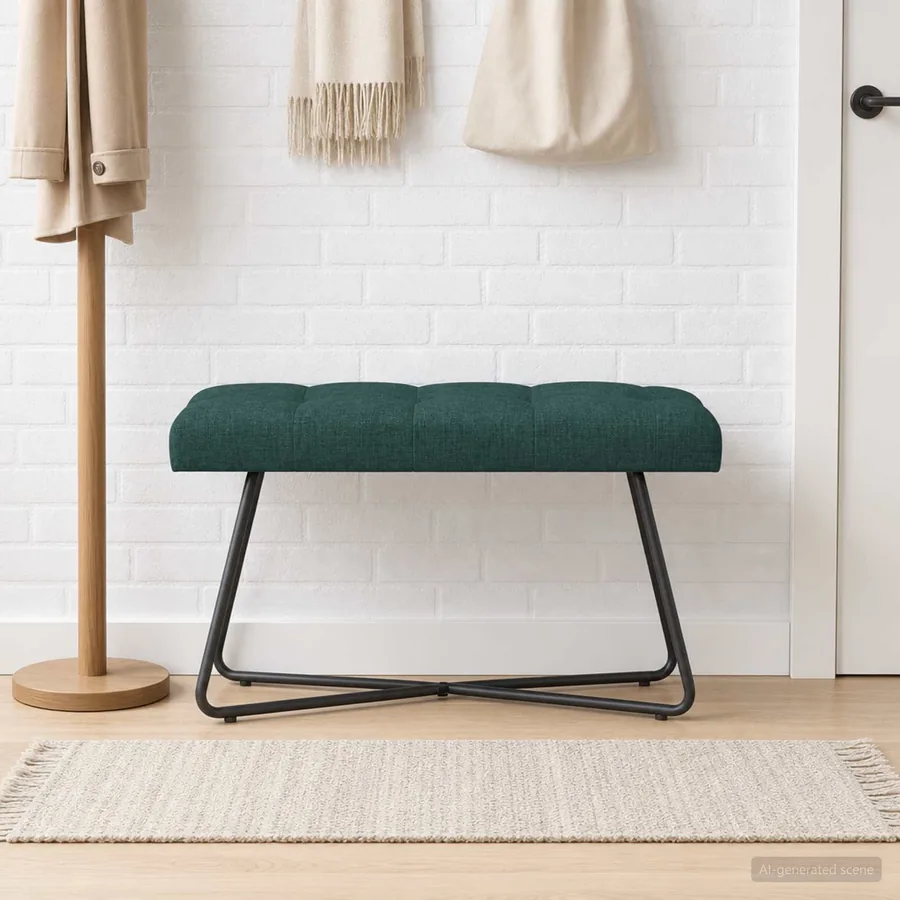 Banc avec capitonnage bouton Vert foncé 80 x 40 x 46 cm Tissu