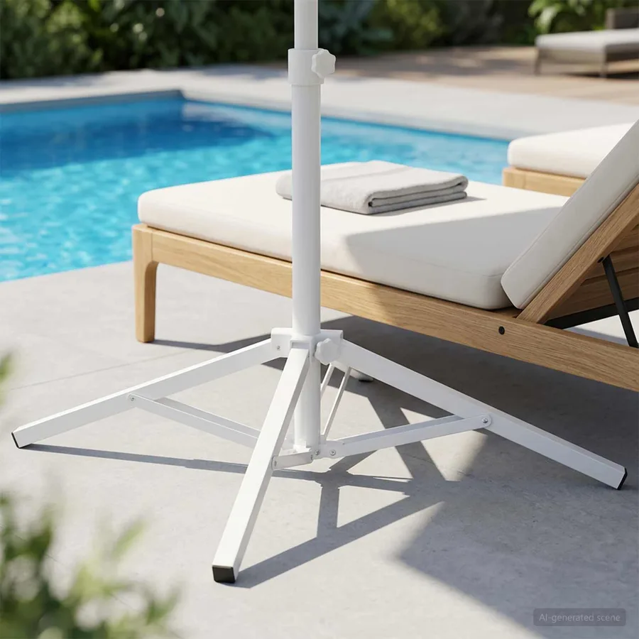 Support de parasol Blanc Acier pour 25-32 mm Poteau - 4