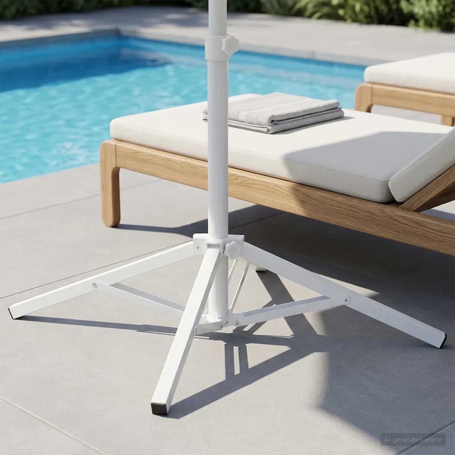 Support de parasol Blanc Acier pour 25-32 mm Poteau - 5