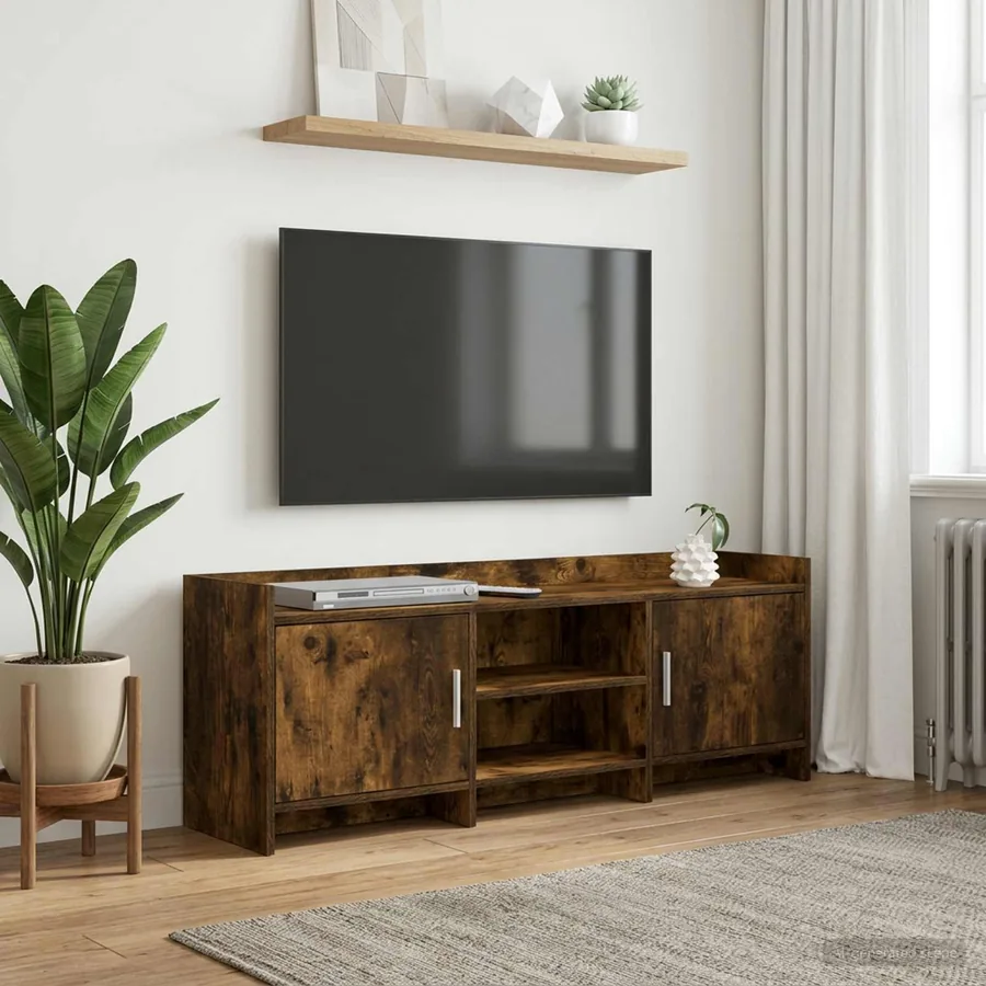 Meuble TV 130 x 33 x 47 cm Chêne fumé Bois d'ingénierie