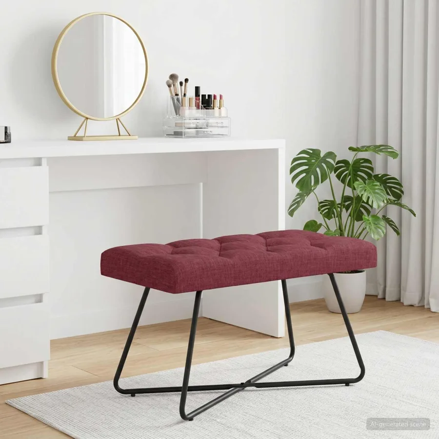 Banc avec capitonnage bouton Bordeaux 80 x 40 x 46 cm Tissu - 4