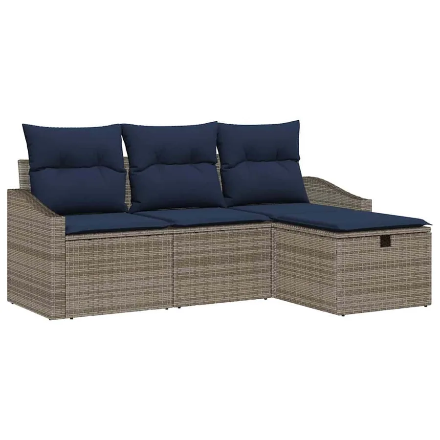 Ensemble de Canapés avec coussin 3 pcs polyrotin - 2