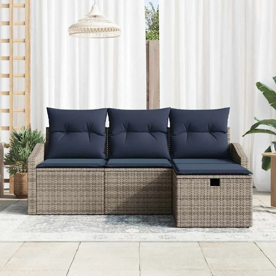 Ensemble de Canapés avec coussin 3 pcs polyrotin - 3