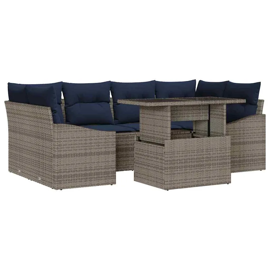 Ensemble de canapé de jardin 7 pcs Gris Poly rotin - 2