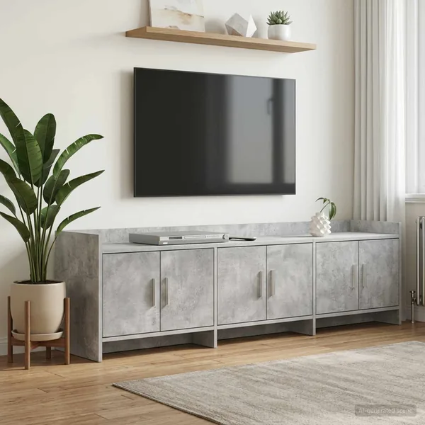 Meuble TV 168 x 33 x 47 cm Gris béton Bois d'ingénierie