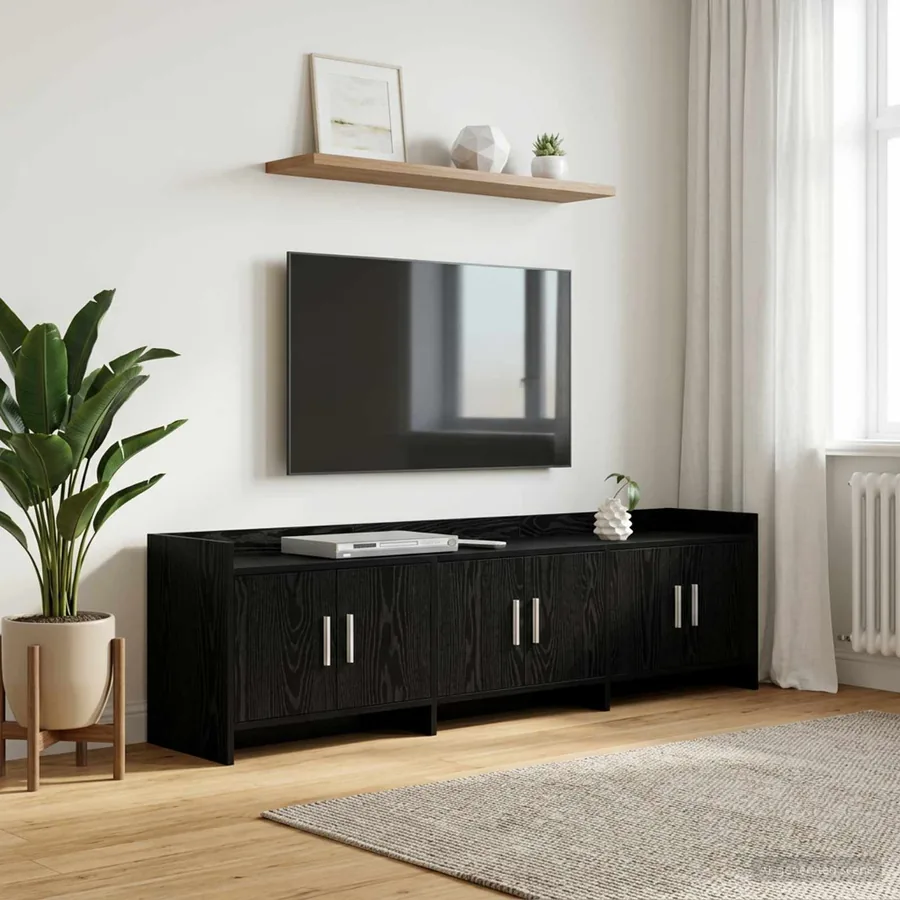 Meuble TV 168 x 33 x 47 cm Chêne noir Bois d'ingénierie