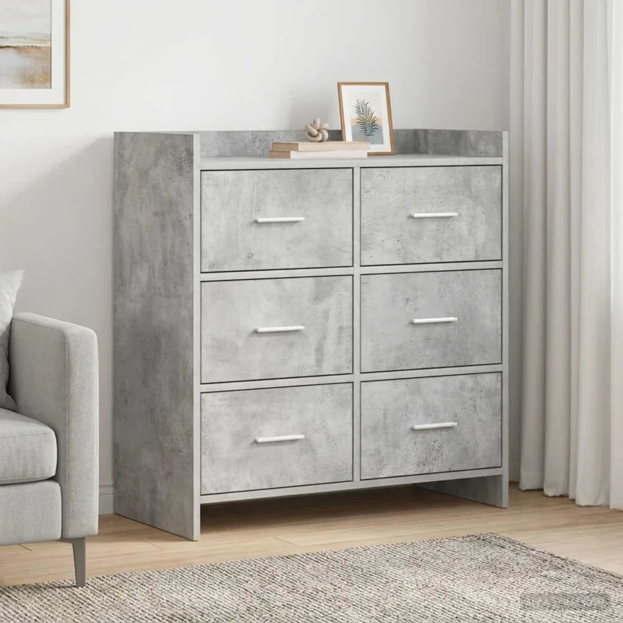 Buffet Gris béton 75 x 33 x 80 cm Bois d'ingénierie