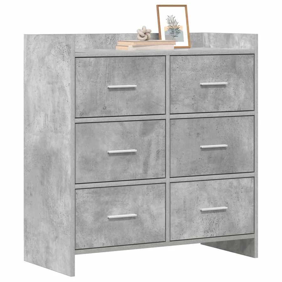 Buffet Gris béton 75 x 33 x 80 cm Bois d'ingénierie - 3
