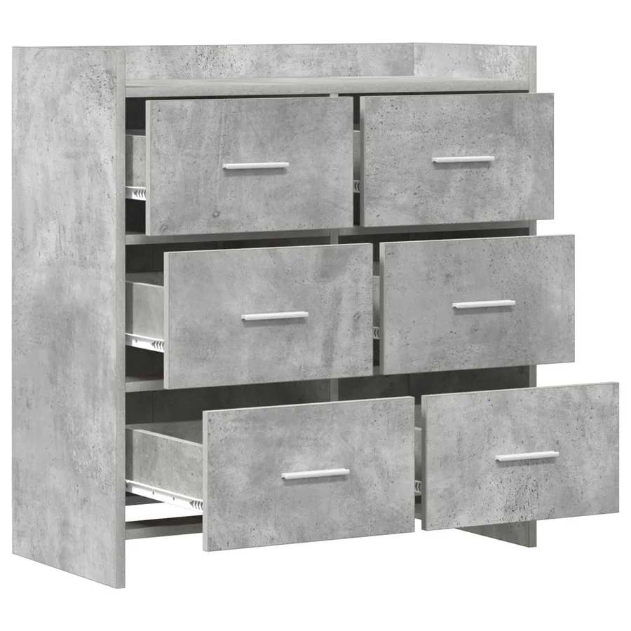 Buffet Gris béton 75 x 33 x 80 cm Bois d'ingénierie - 4